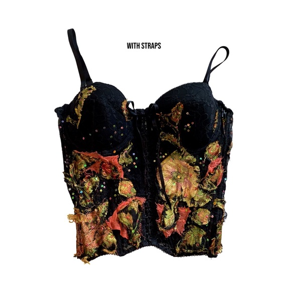 Vintage Alberto Makali Avant Garde Archival Lace Silk Apliqué Bustier Corset Top - Picture 8 of 14